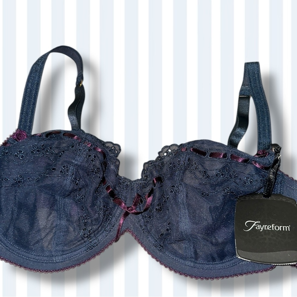 NWT Sz 40DD FAYREFORM Lovestruck UW Bra F75-207 Majolica Blue Full Figure Luxe
